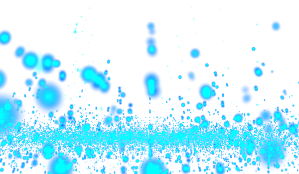 Digital technology abstract 3dblue light particles raining hits water waves png