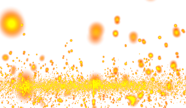 Digital technology abstract 3d orange-yellow light particles raining hits water waves png