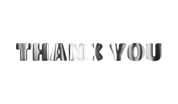 Text THANK YOU silver 3D digital technology png