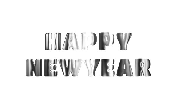 Text HAPPY NEWYEAR silver 3D digital technology png