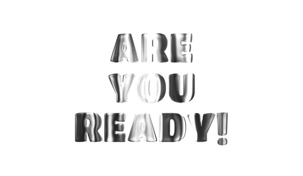 Text ARE YOU READY golden 3D digital technology png