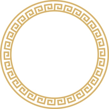 Vector round golden classic frame. Greek meander. Patterns of Greece and ancient Rome. Circle european border