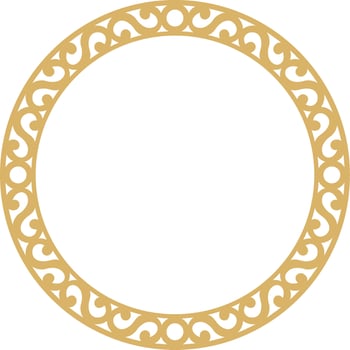 Vector Yakut round golden frame. Ornamental circle of the northern peoples of the tundra.