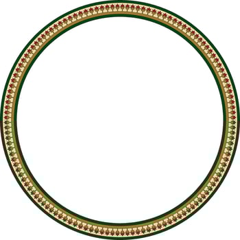 Vector colorful round byzantine ornament. Circle, border, frame of ancient Greece and Eastern Roman Empire. Decoration of the Russian Orthodox Church.