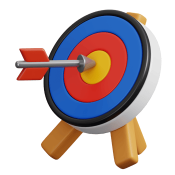 Target and an arrow hitting the center isolated. Sports, fitness and game symbol icon. 3d Render illustration. png