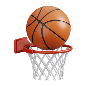 Basketball hoop and ball isolated. Sports, fitness and game symbol icon. 3d Render illustration. png