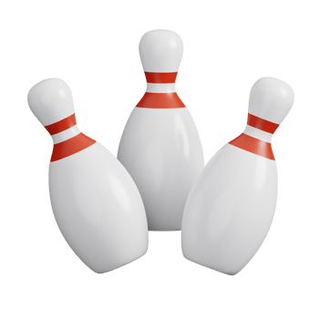 Pin bowling white with two red bands isolated. Sports, fitness and game symbol icon. 3d Render illustration. png