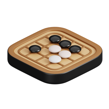 Board game Go and black and white bones isolated. Sports, fitness and game symbol icon. 3d Render illustration. png