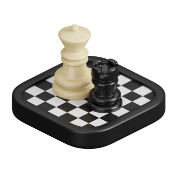 Chessboard with chess pieces isolated. Sports, fitness and game symbol icon. 3d Render illustration. png