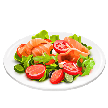AI Generated Green salmon salad oil paint food icon, digital paint png