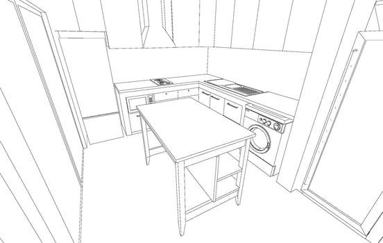 3D illustration of building project vector