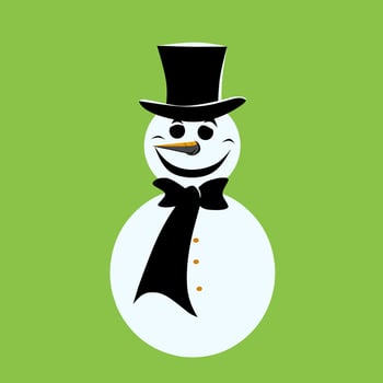 Vector illustration of the logo icon in the form of a snowman in black and white on a green background
