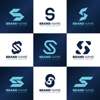 initial letter s or ss minimal logos set of 9 icons vector