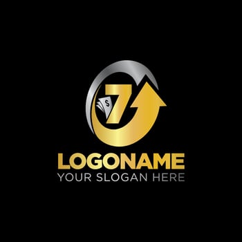 Modern circle finance Investment money vector logo design golden