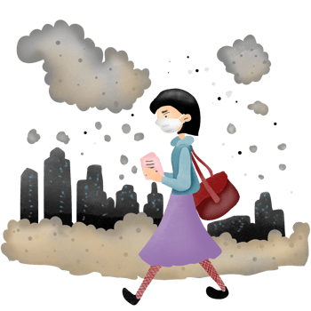 The woman in the pollution png