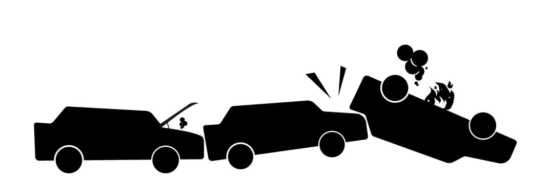 silhouette illustration of a car having an accident vector