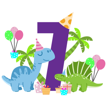 Happy Birthday dinosaur Clipart. number party dino png
