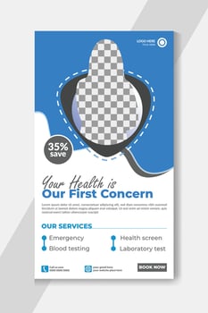 Medical care social media stories post template vector