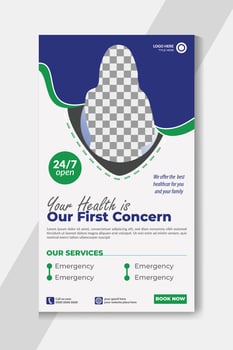 Medical care social media stories post template vector