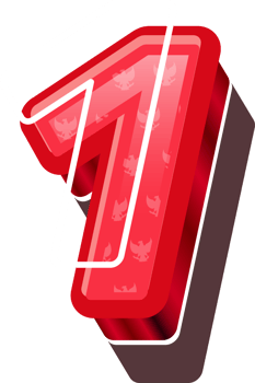 3D Red Bold Indonesia Number 1 png