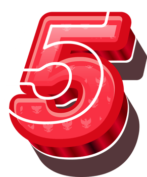 3D Red Bold Indonesia Number 5 png