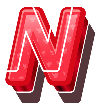 3D Red Bold Indonesia Letter N png
