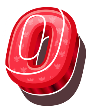 3D Red Bold Indonesia Number 0 png