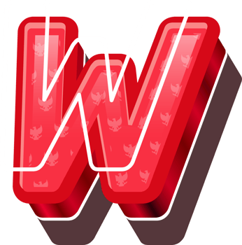 3D Red Bold Indonesia Letter W png