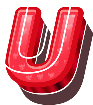 3D Red Bold Indonesia Letter U png