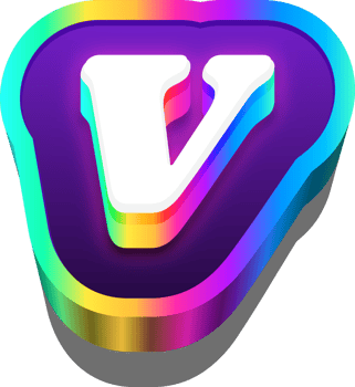 3D Metalic Rainbow Alphabet Letter V png
