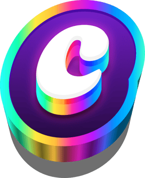 3D Metalic Rainbow Alphabet Letter C png