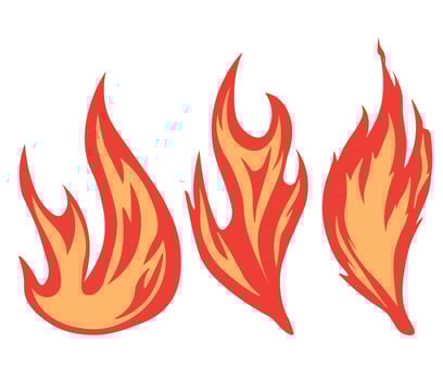 Flame vector stock illustration. Fire. The language of the campfire. Isolated on a white background.