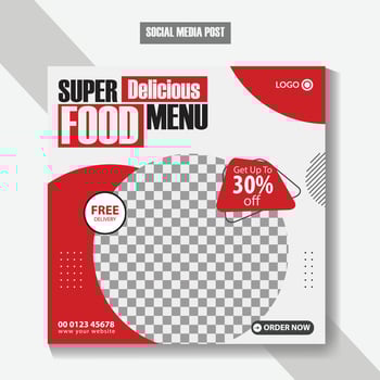 Super delicious fast food social media post template. vector