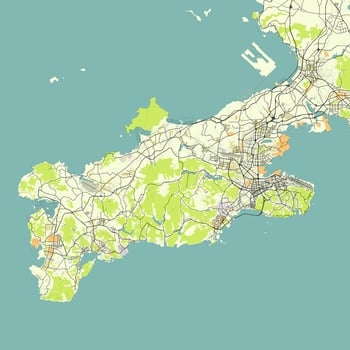 Vector city map of Dalian, Liaoning, China