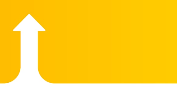 Business presentation arrow soaring in the sky on yellow background. Vector illustration.