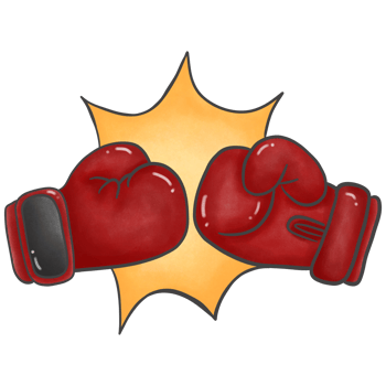 The bright red boxing gloves collided. png