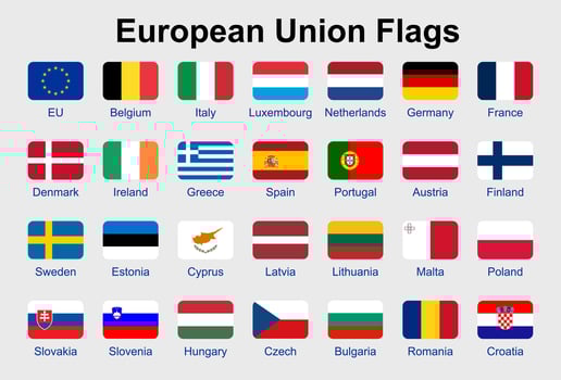 European Union flag vector icons.