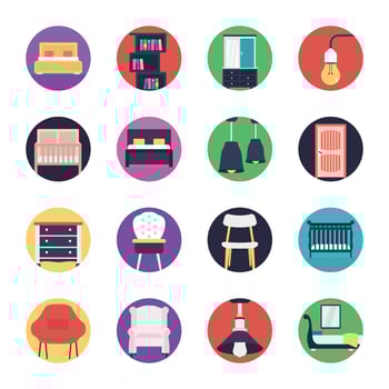 Collection of Furniture Flat Vector Icons