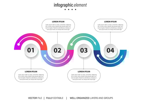 Timeline infographic design with 4 options or steps. Infographics for business concept. Can be used for presentations workflow layout, banner, process, diagram, flow chart, info graph, annual report. vector