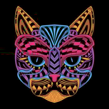 cat face pattern artwork illustration vector