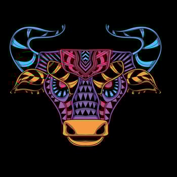 glow neon bull artwork illustration vector