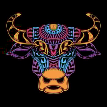 glow neon bull artwork illustration vector
