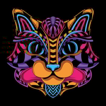 cat face pattern artwork illustration vector