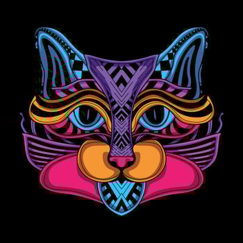 cat face pattern artwork illustration vector