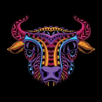 bull face pattern artwork illustration vector