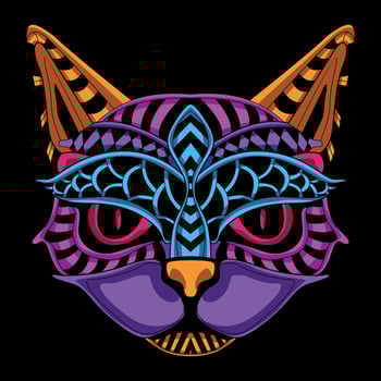 cat face pattern artwork illustration vector