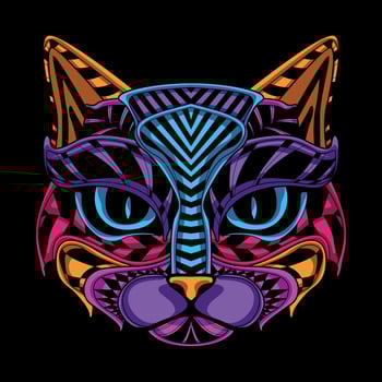 cat face pattern artwork illustration vector