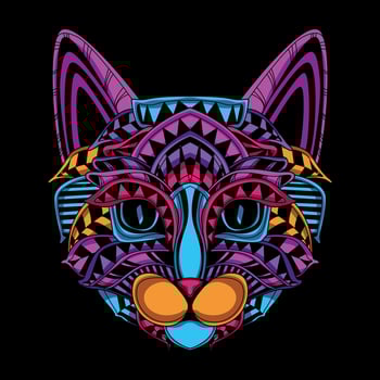 cat face pattern artwork illustration vector
