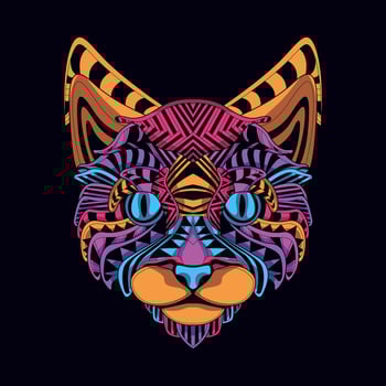 cat face pattern artwork illustration vector