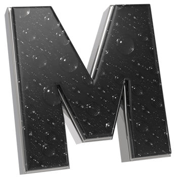 the letter m is made of water droplets png